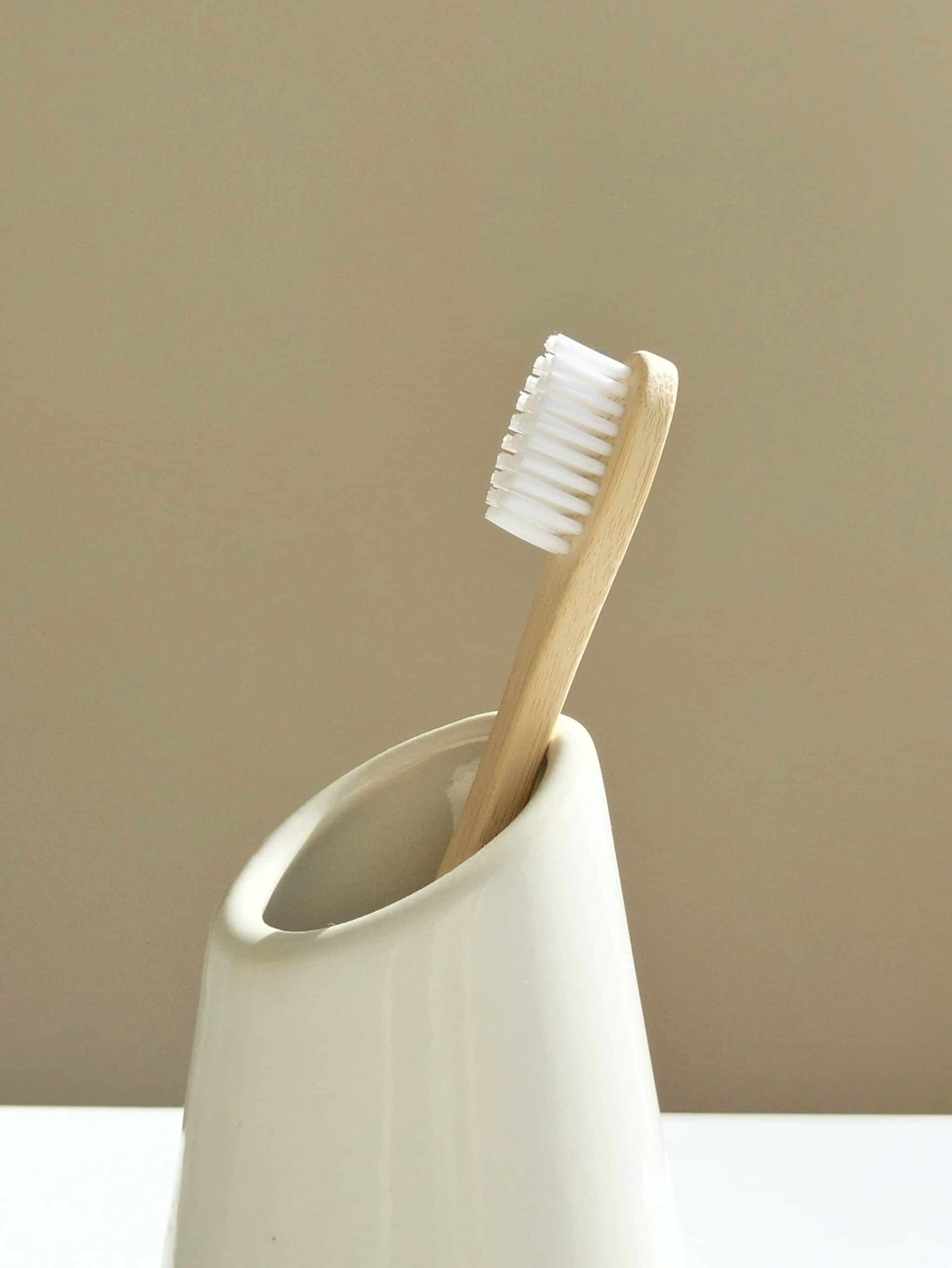 Toothbrush in a holder for daily home care