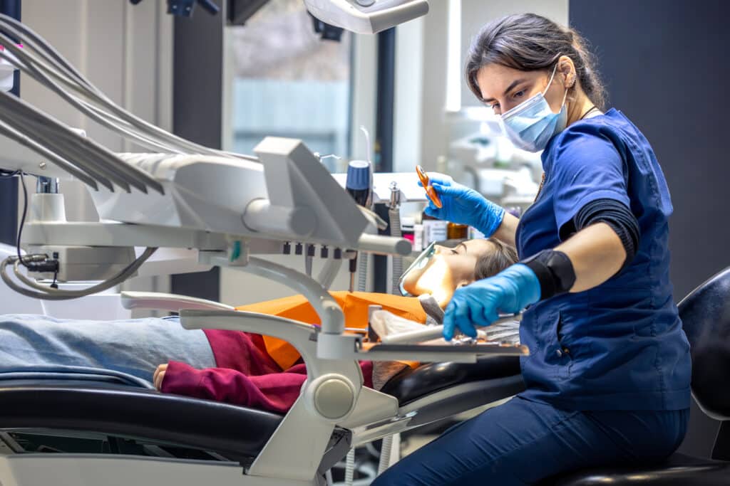 Periodontal maintenance cleaning at dental office