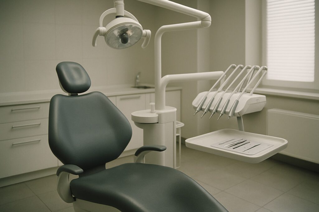 Modern dental operatory where a cracked tooth is treated with a crown